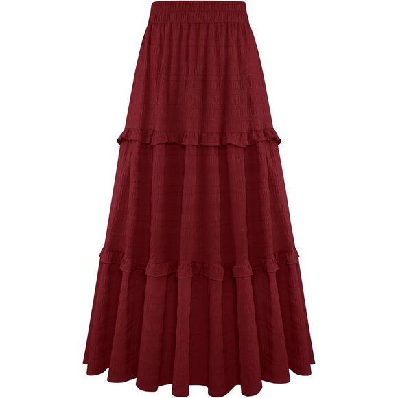 Lightweight Flowy Maxi Skirt with Ruffles & Pockets - Perfect for Every Style - Picture 1 of 5